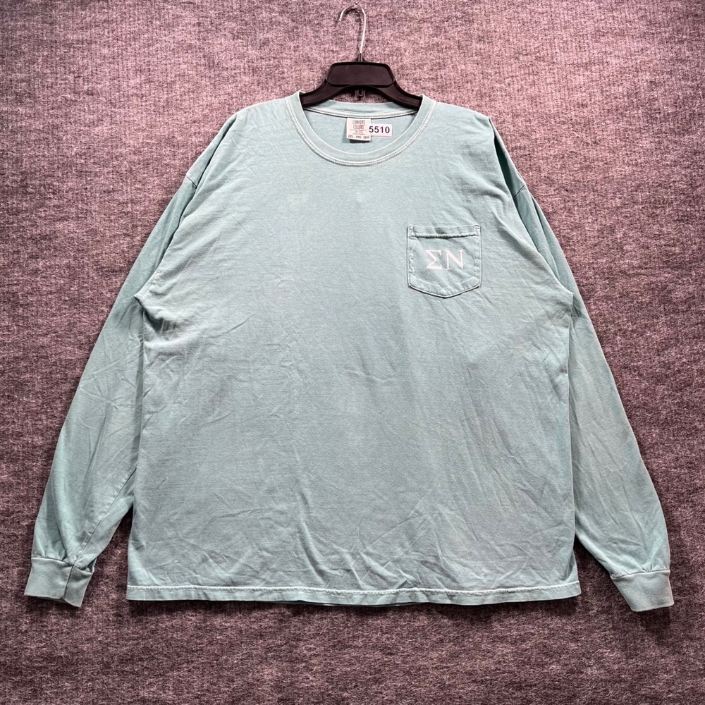 Comfort Colors Sigma Nu Long Sleeve Pocket T-Shirt Mens 2XL Green Graphic